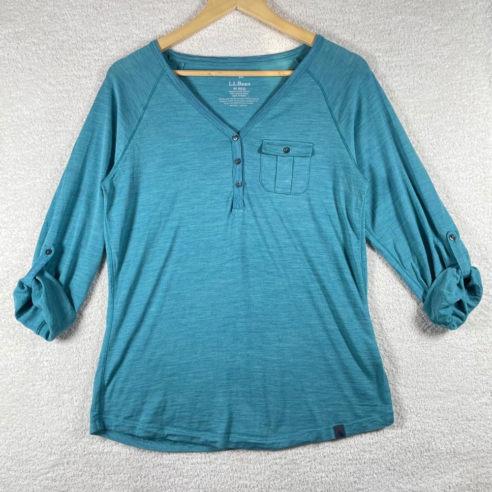 ll bean 100% merino wool henley pullover womens M base layer gorpcore granola